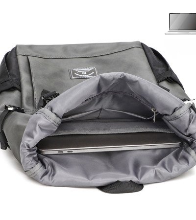 Roll top backpack 15.6 inch laptop bag faux leather backpack