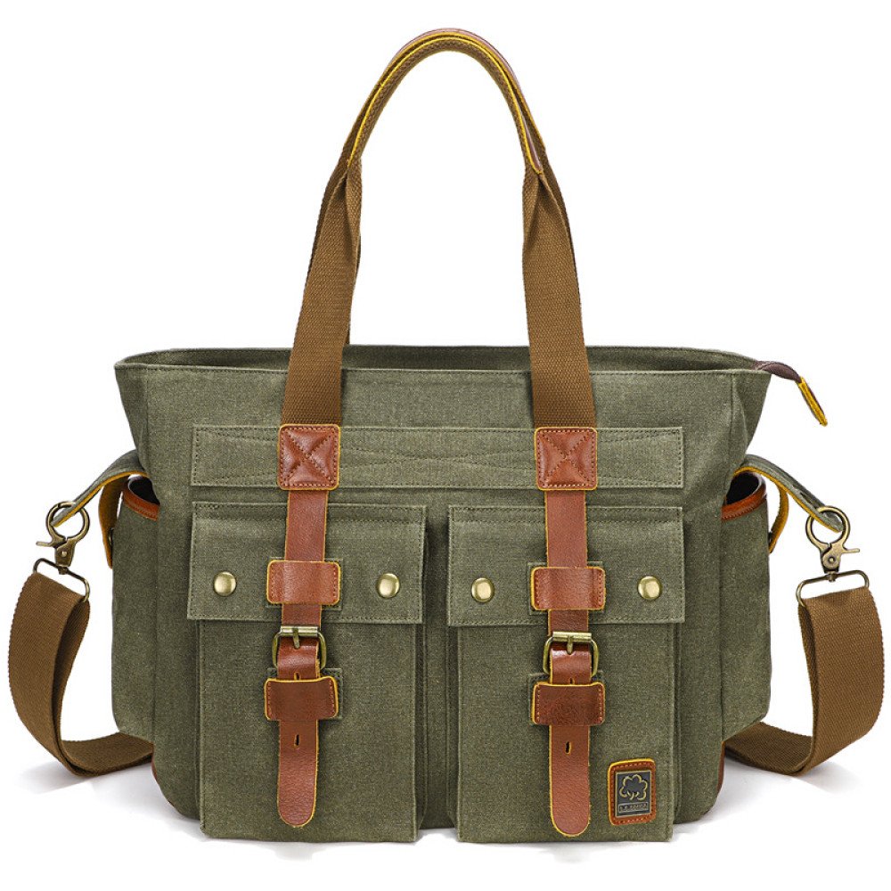 Canvas shoulder bag mens canvas tote bag 15 inch canvas computer bag