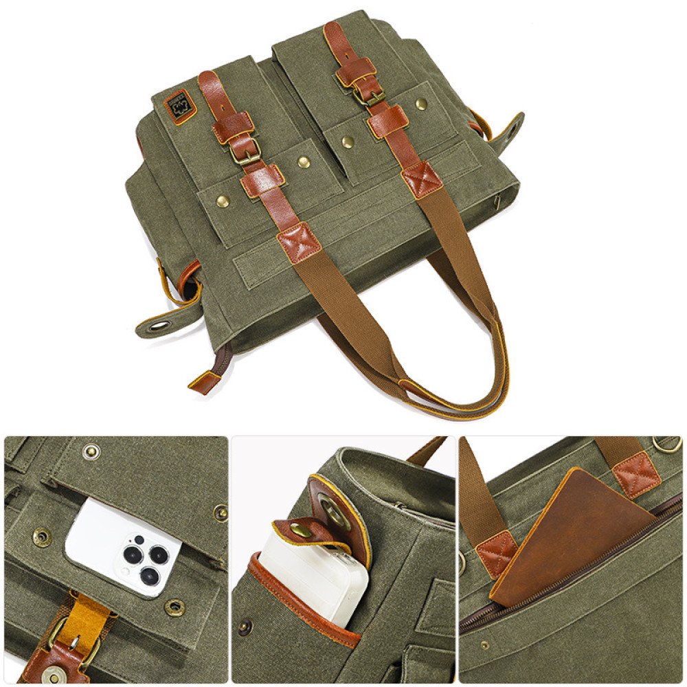 Canvas shoulder bag mens canvas tote bag 15 inch canvas computer bag
