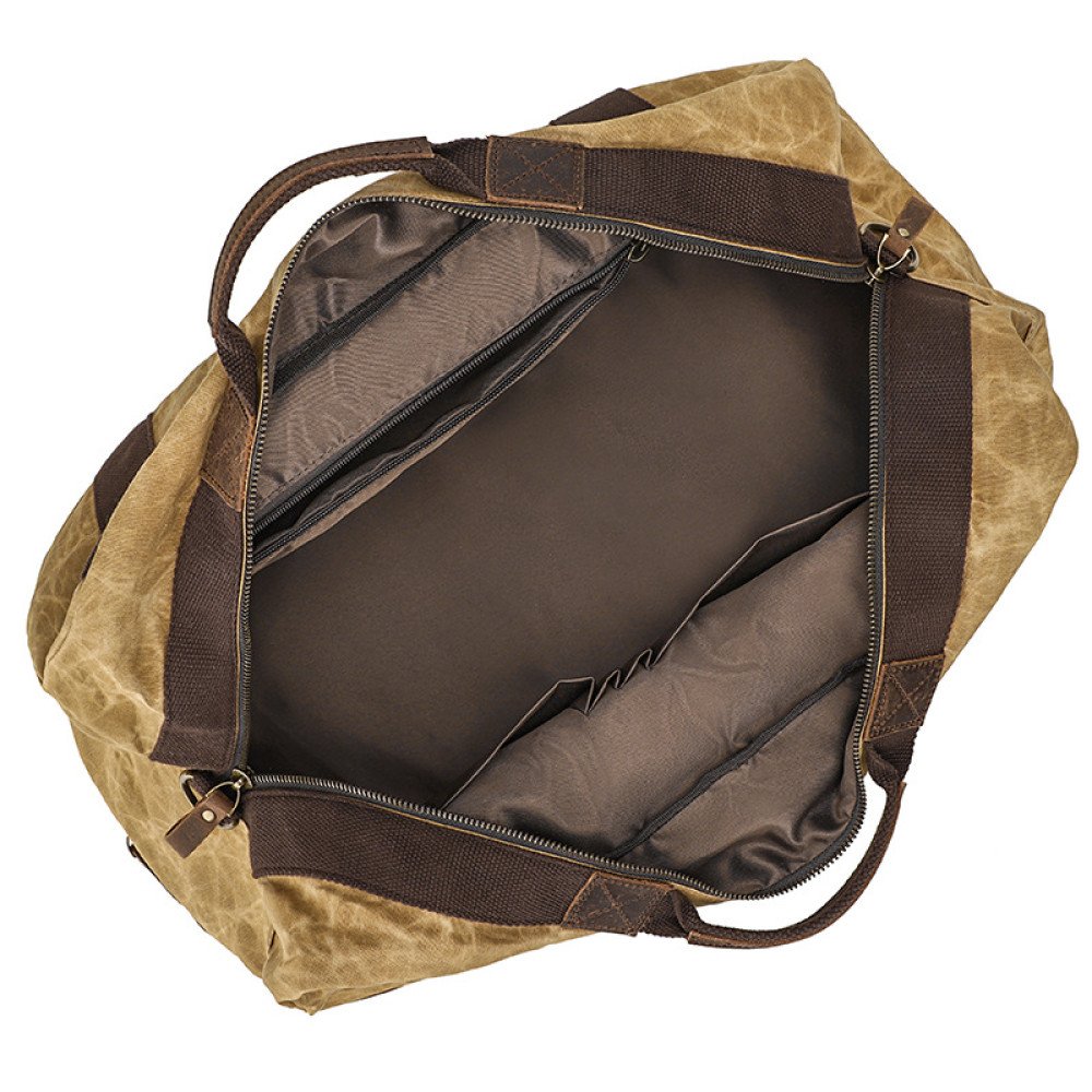 Waxed canvas duffle bag large weekender mens canvas laptop bag 15.6 inch