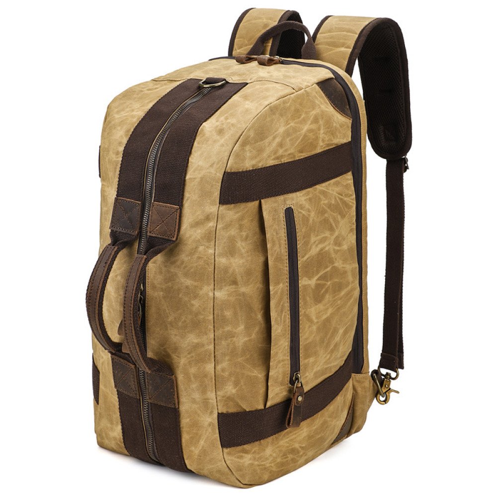 Waxed canvas duffle bag large weekender mens canvas laptop bag 15.6 inch