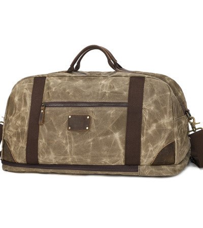 Waxed canvas duffle bag large weekender mens canvas laptop bag 15.6 inch