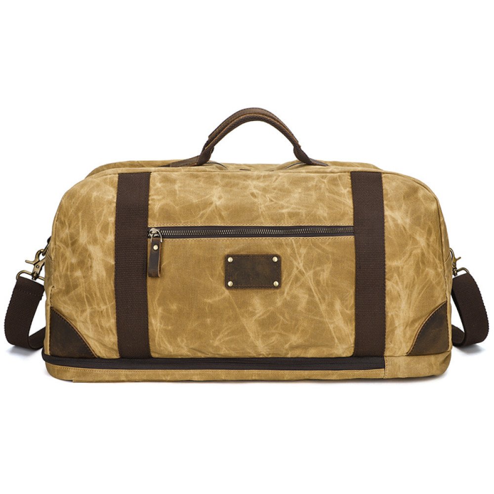 Waxed canvas duffle bag large weekender mens canvas laptop bag 15.6 inch