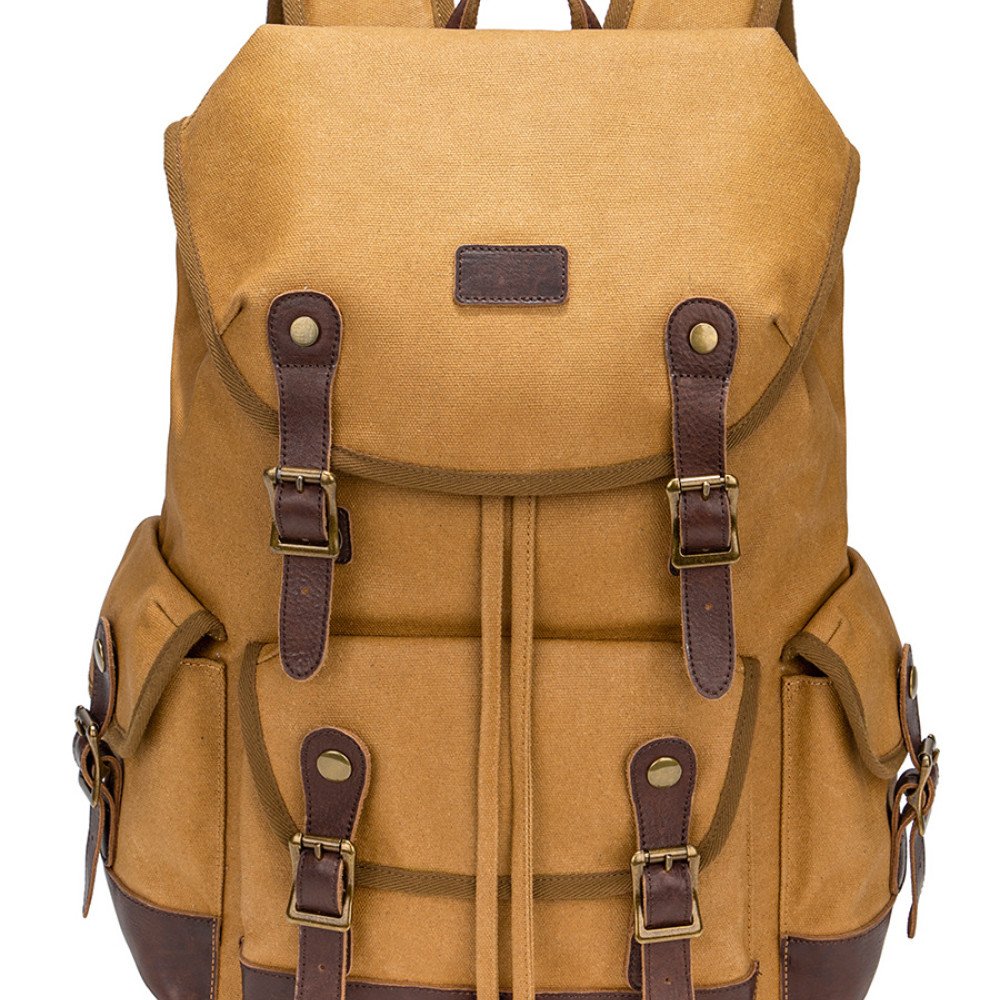 Large canvas backpack mens waxed canvas leather backpack vintage bag laptop 16 inch