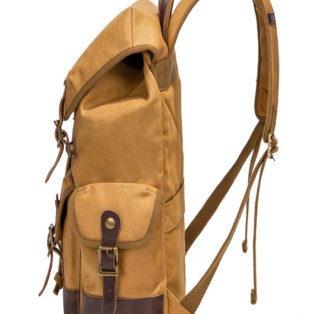 Large canvas backpack mens waxed canvas leather backpack vintage bag laptop 16 inch