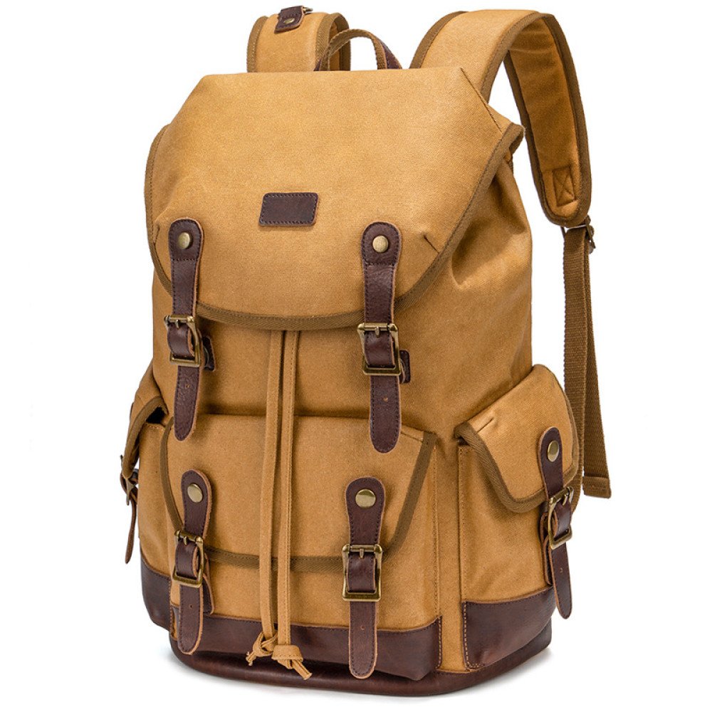 Large canvas backpack mens waxed canvas leather backpack vintage bag laptop 16 inch