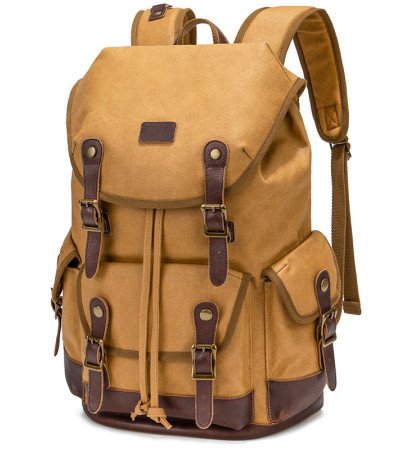 Large canvas backpack mens waxed canvas leather backpack vintage bag laptop 16 inch