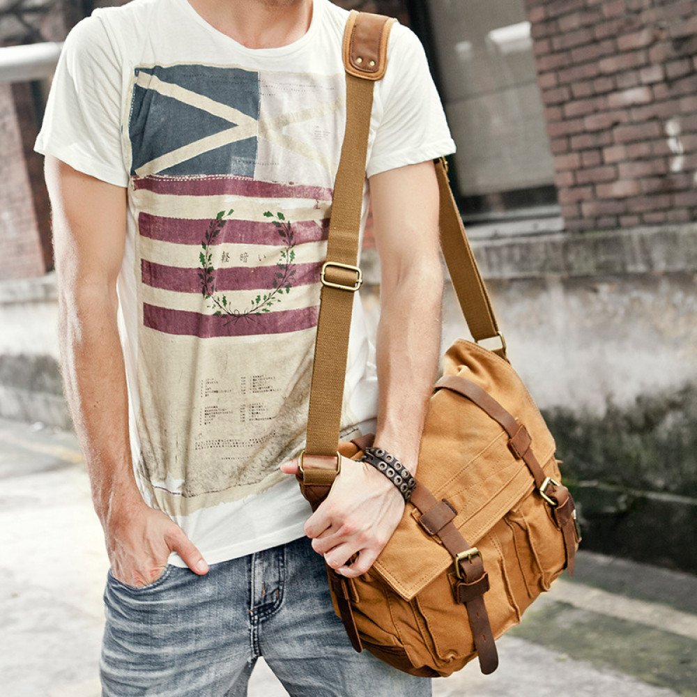Canvas messenger bag men's vintage canvas cross shoulder bag