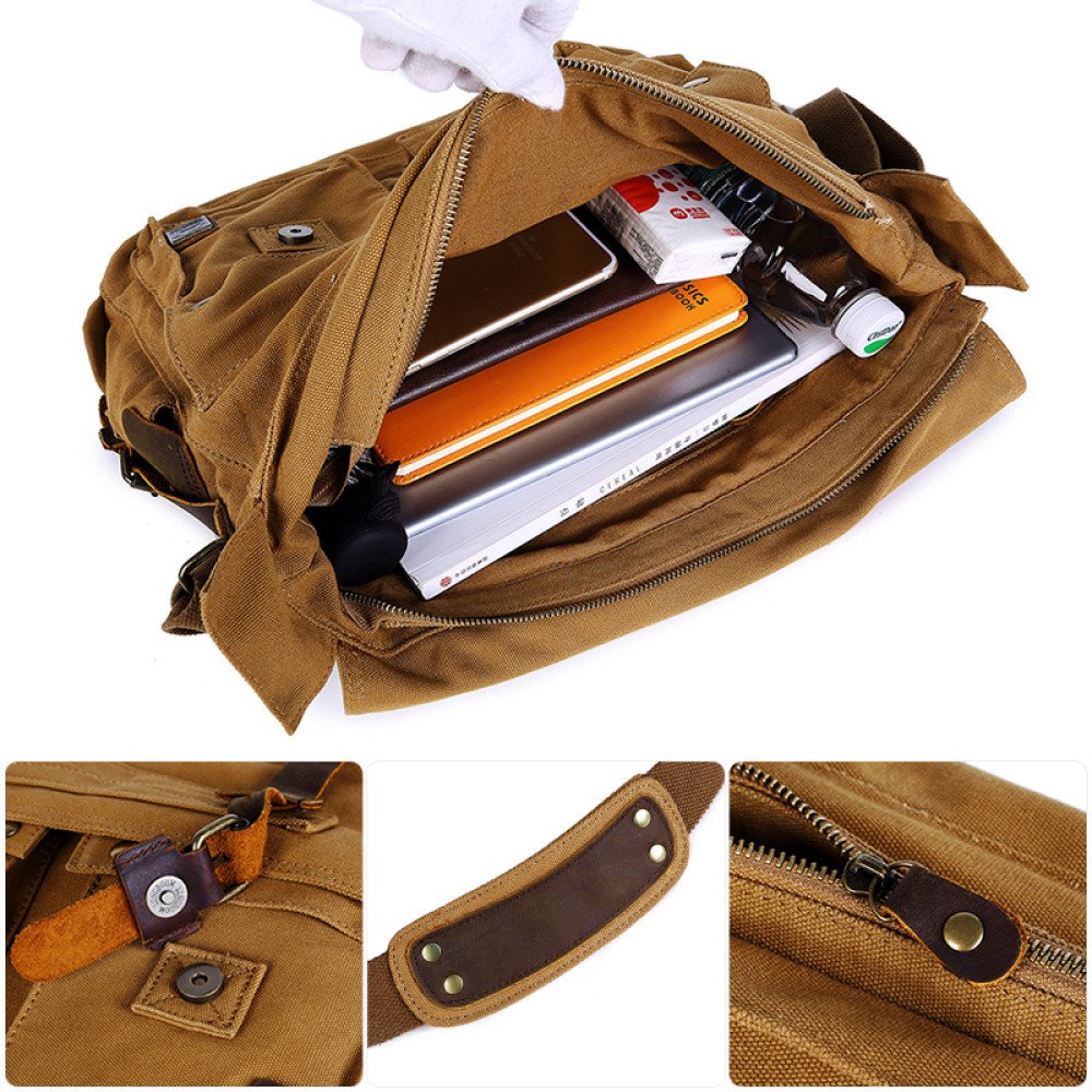 Canvas messenger bag men's vintage canvas cross shoulder bag