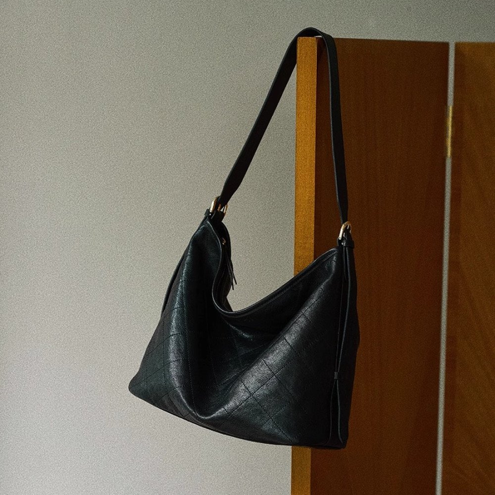 Womens tote leather shoulder bag black handbag