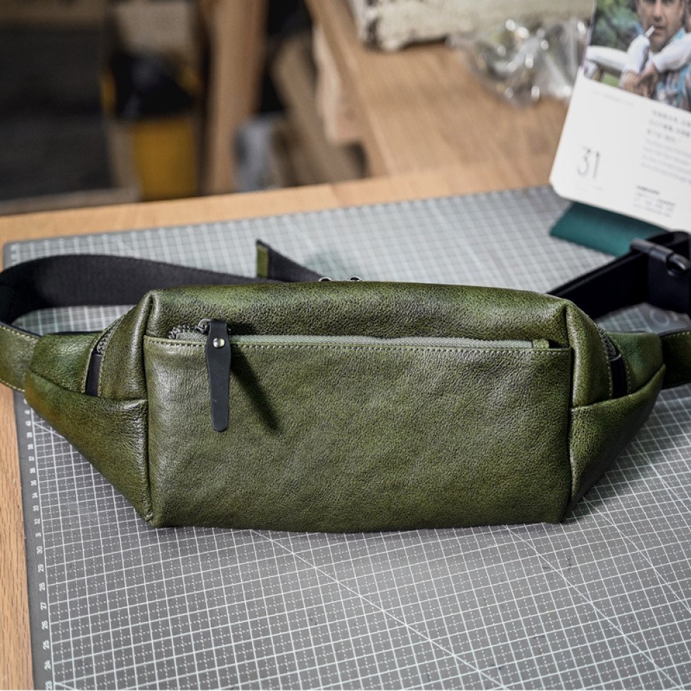 Chest bags for men black belt bag leather bum bag