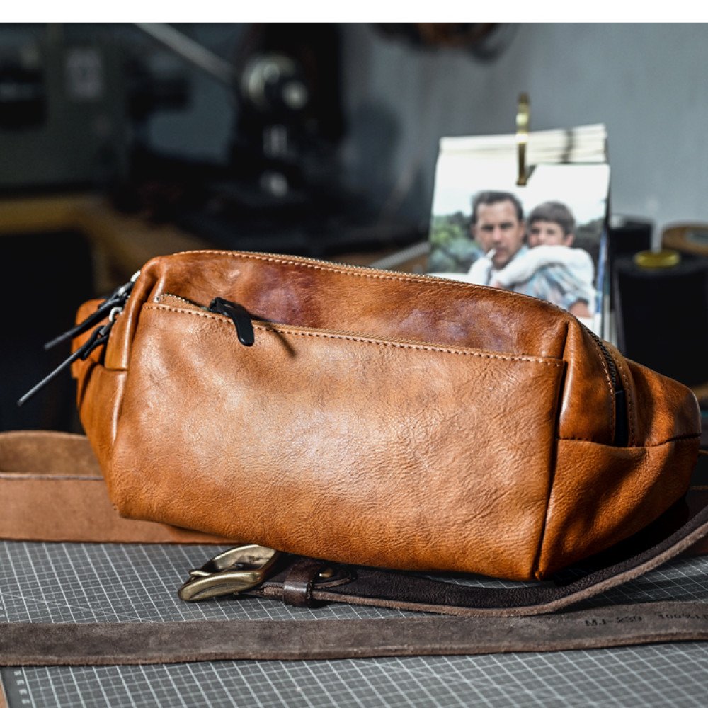 Chest bags for men black belt bag leather bum bag