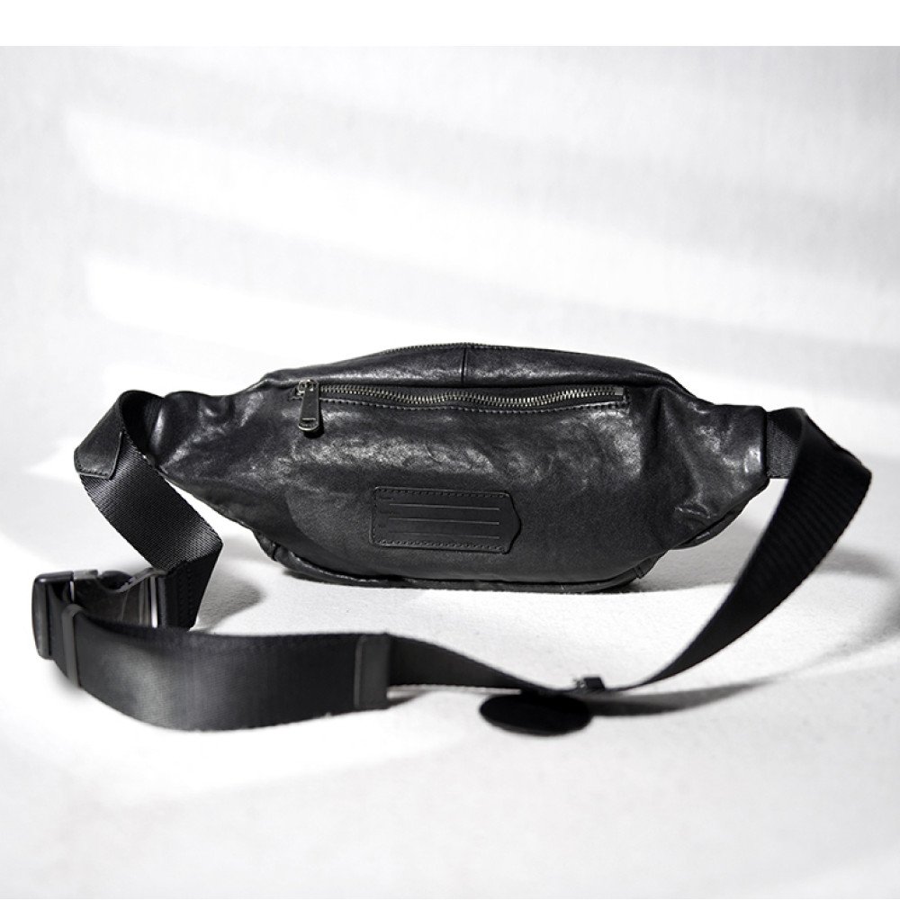 Chest bags for men black belt bag leather bum bag