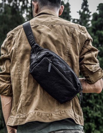 Chest bags for men black belt bag leather bum bag