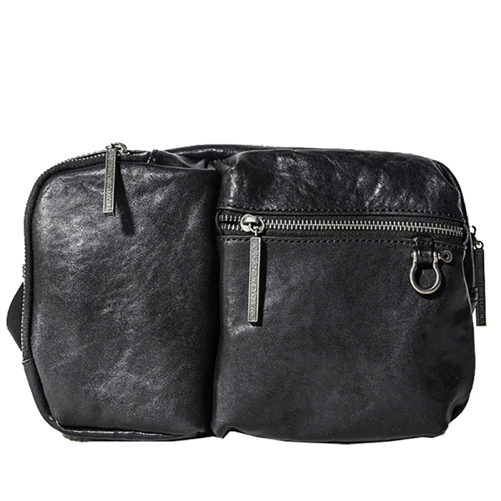 Leather crossbody bag black cross over bag mens