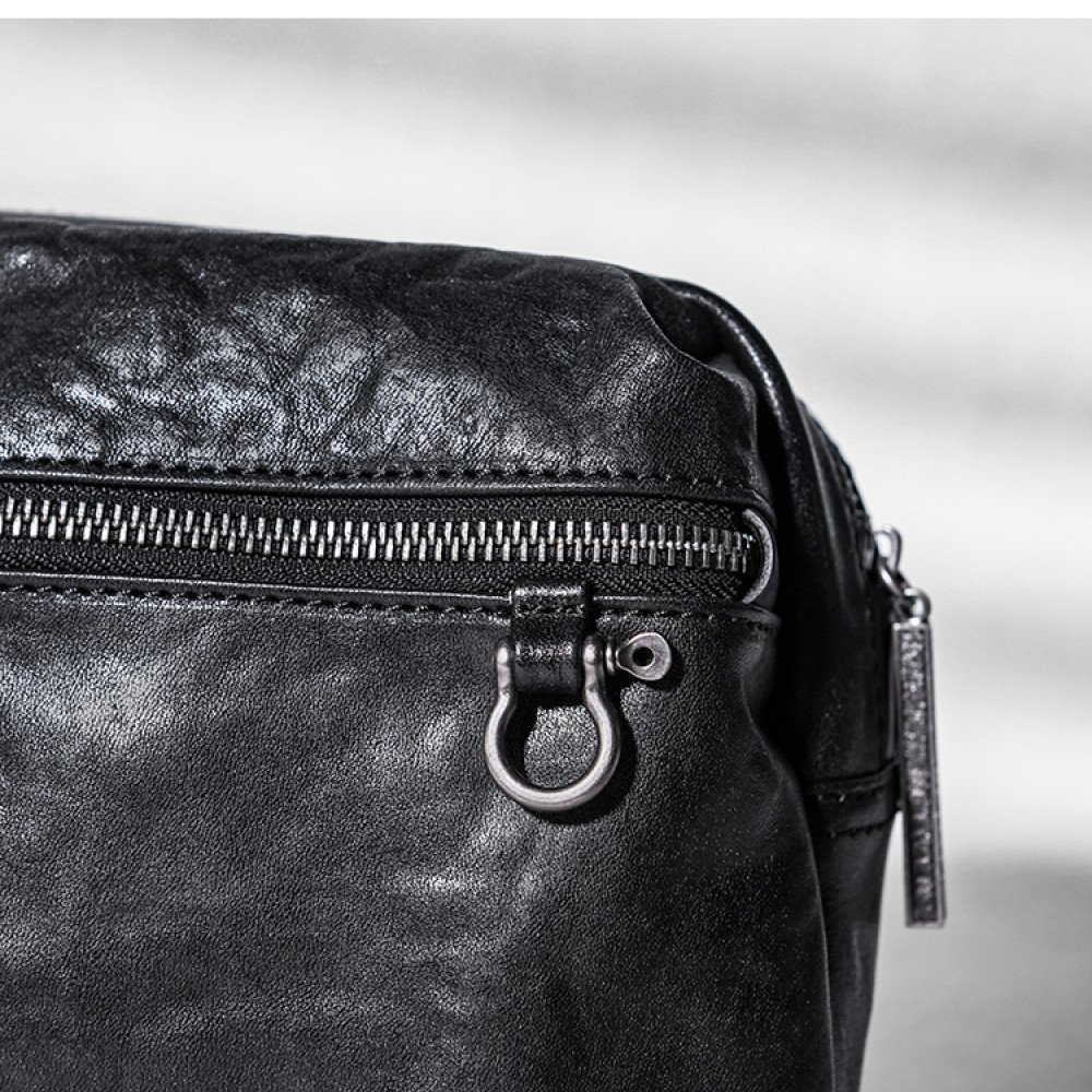 Leather crossbody bag black cross over bag mens