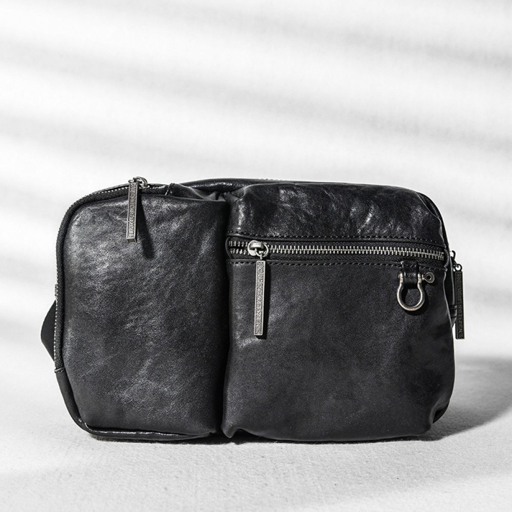 Leather crossbody bag black cross over bag mens