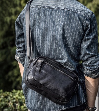 Cross body leather bag purse black messenger bag mens