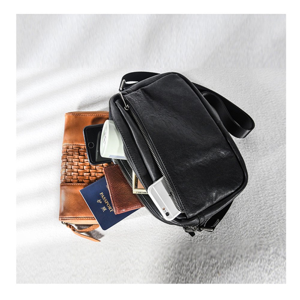 Cross body leather bag purse black messenger bag mens