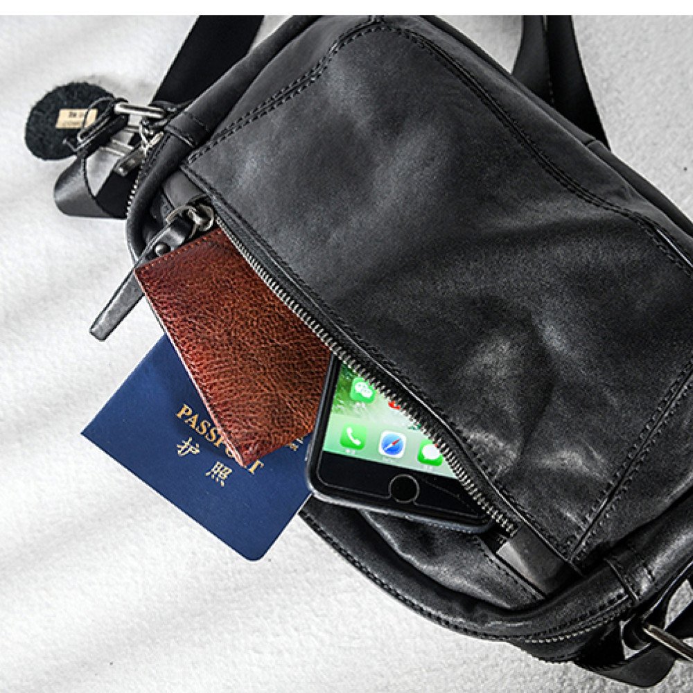 Cross body leather bag purse black messenger bag mens