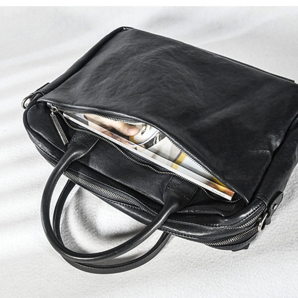 Business leather briefcase black mens briefcase