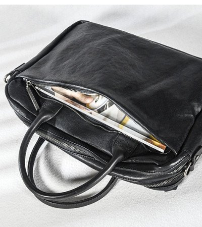 Business leather briefcase black mens briefcase