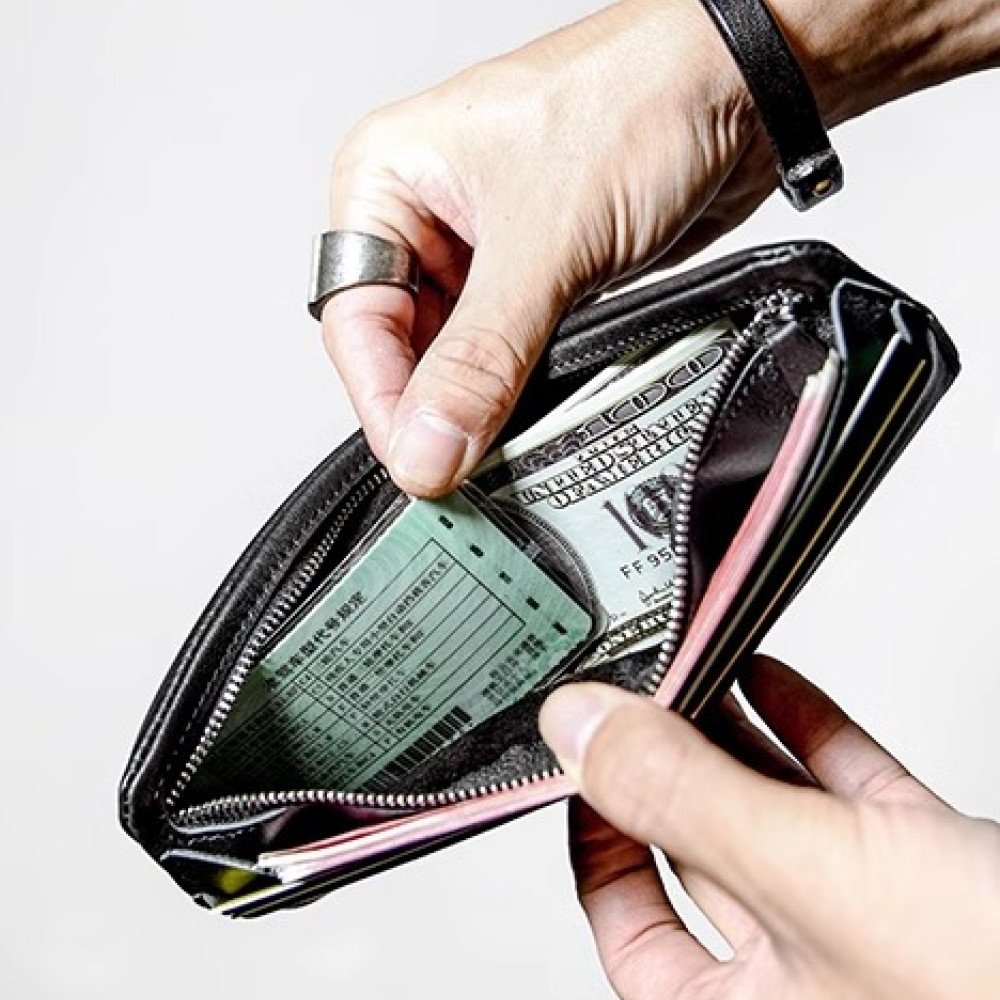 Pocket wallet mens leather money bag black online wallet