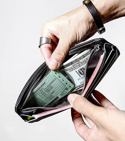 Pocket wallet mens leather money bag black online wallet
