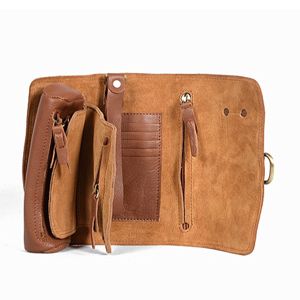 Brown leather clutch foldover clutches for ladies men