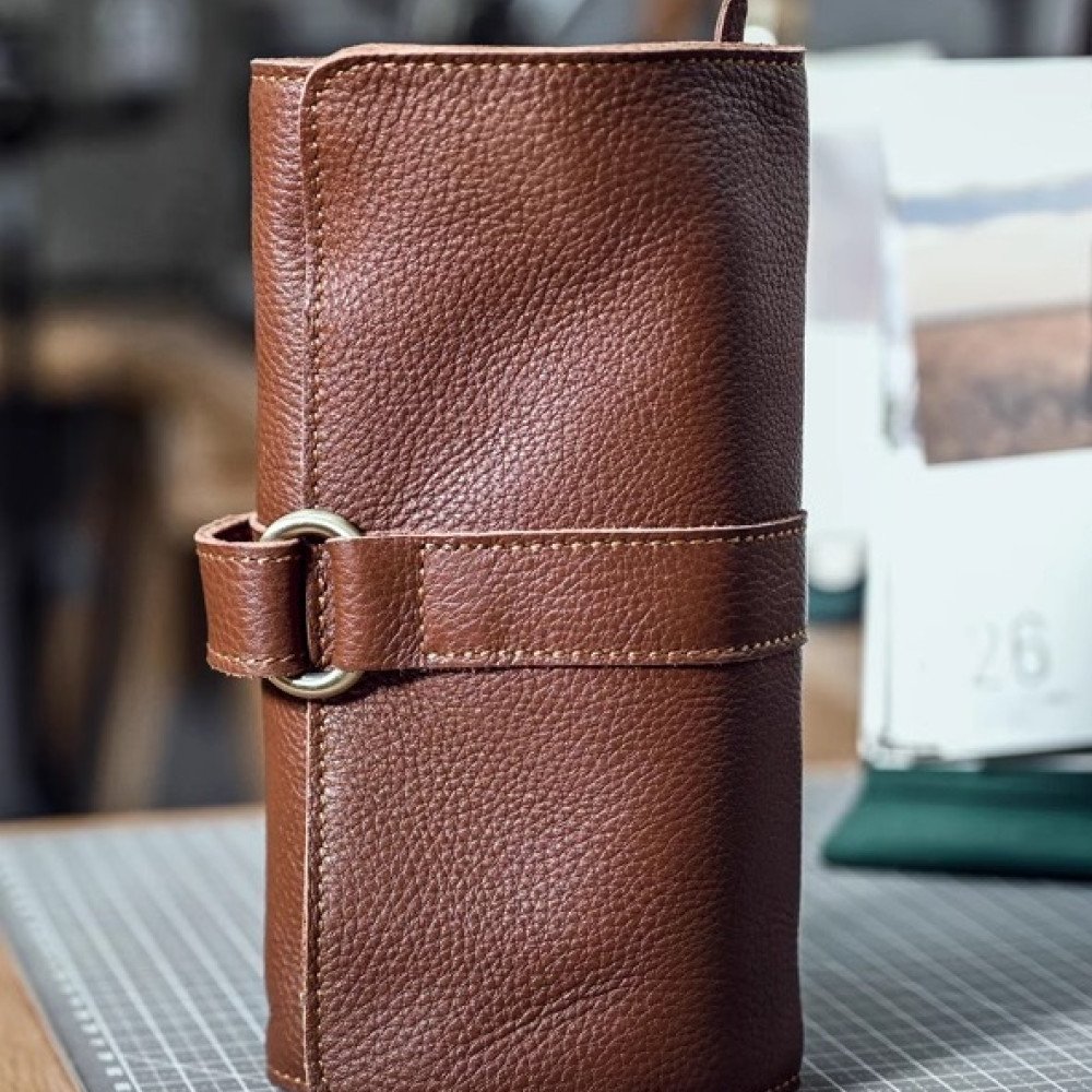 Brown leather clutch foldover clutches for ladies men