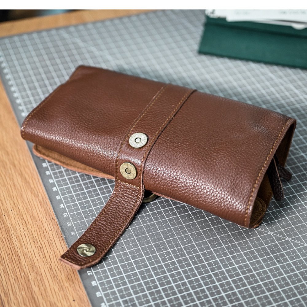 Brown leather clutch foldover clutches for ladies men