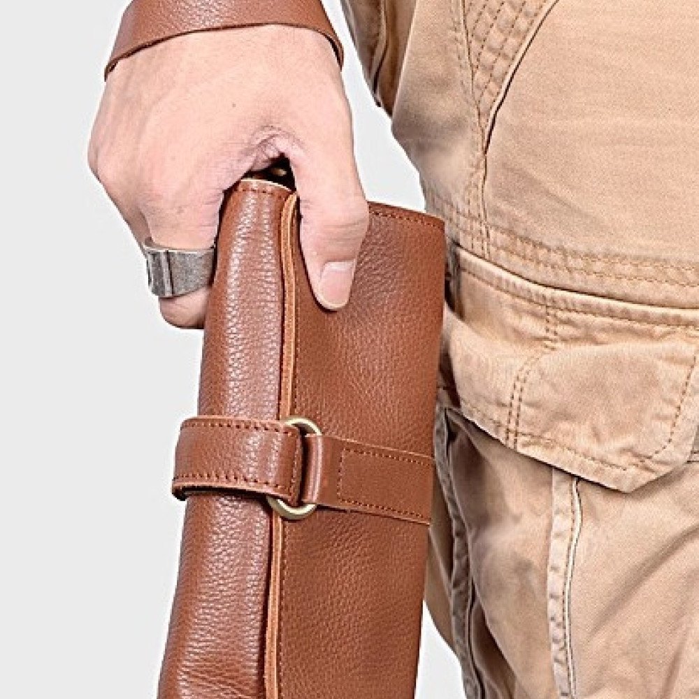 Brown leather clutch foldover clutches for ladies men