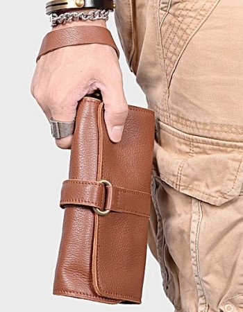 Brown leather clutch foldover clutches for ladies men