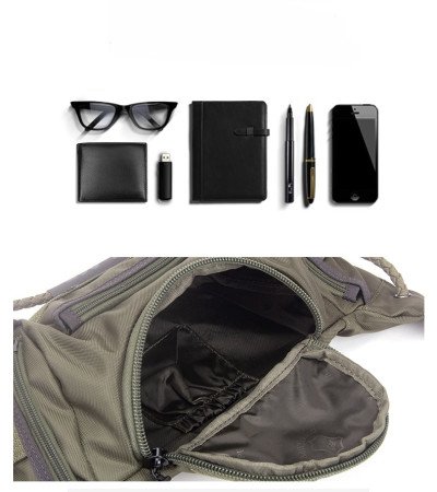 Mens bum bag nylon waist bag bike black army green