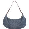 Denim hobo bag with real leather blue shoulder bag