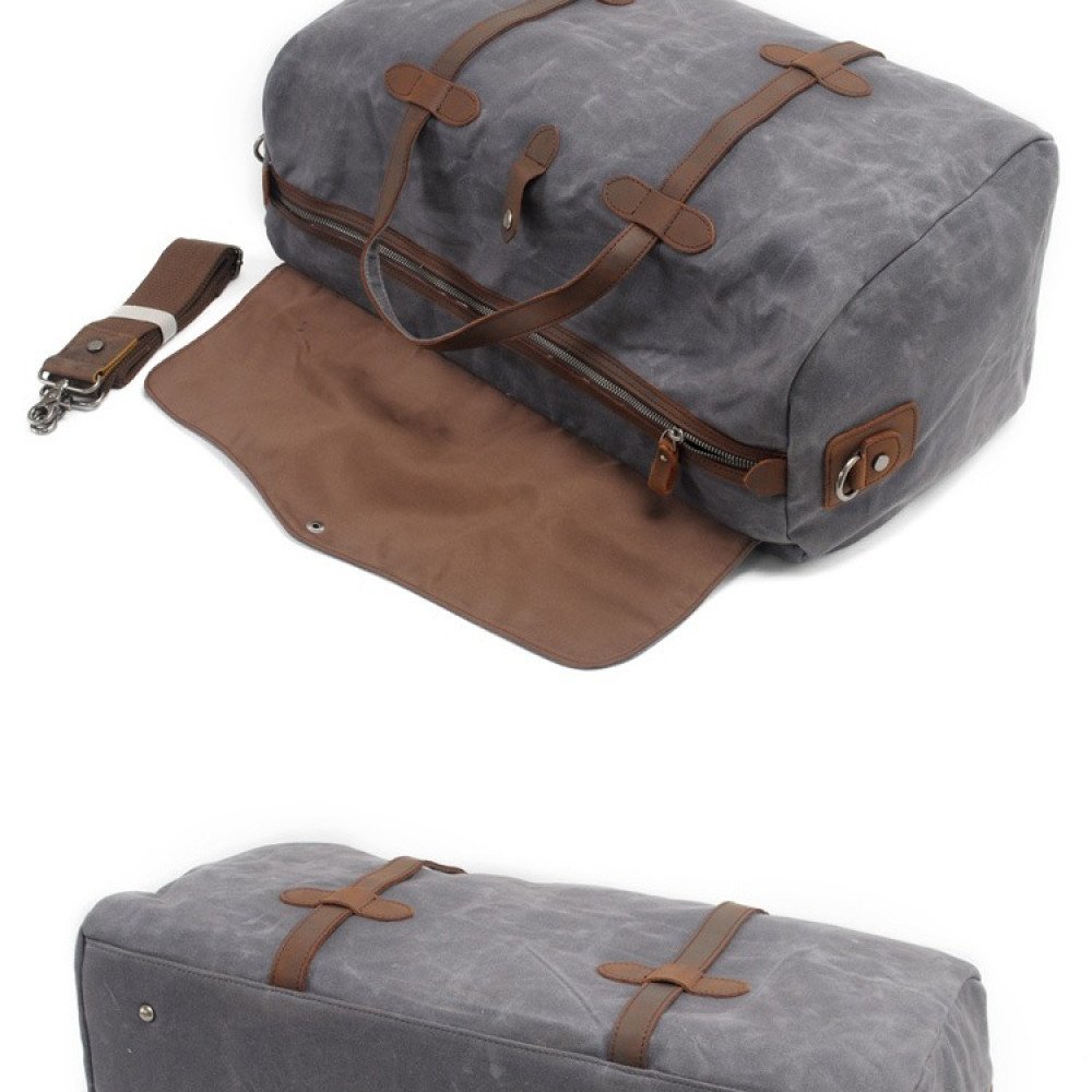 Waxed canvas weekender bag large canvas leather duffle bag