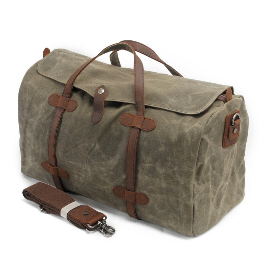Waxed canvas weekender bag large canvas leather duffle bag