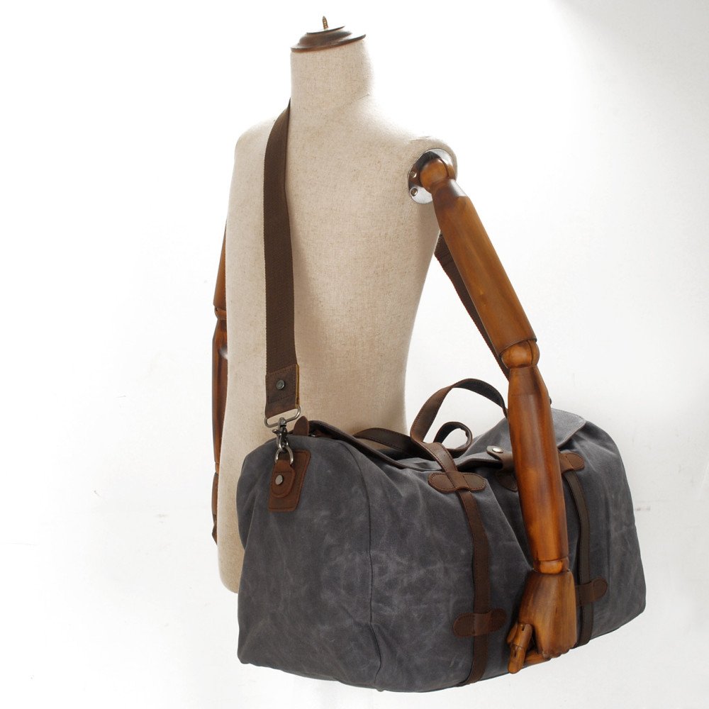 Waxed canvas weekender bag large canvas leather duffle bag