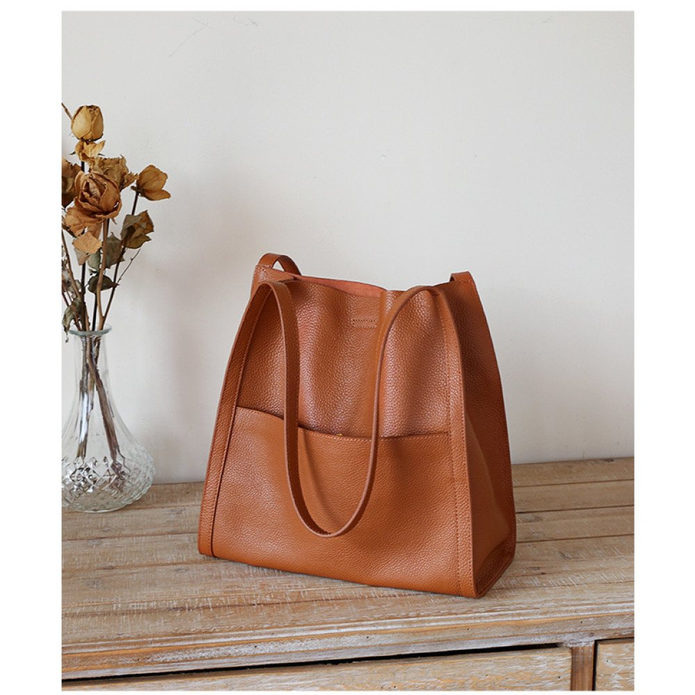 Leather work tote genuine leather handbags for women