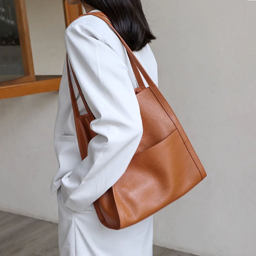 Leather work tote genuine leather handbags for women