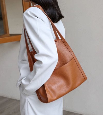 Leather work tote genuine leather handbags for women