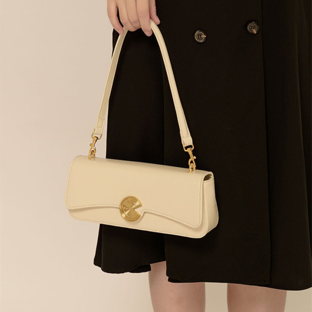White shoulder bag black leather crossbody bag for women