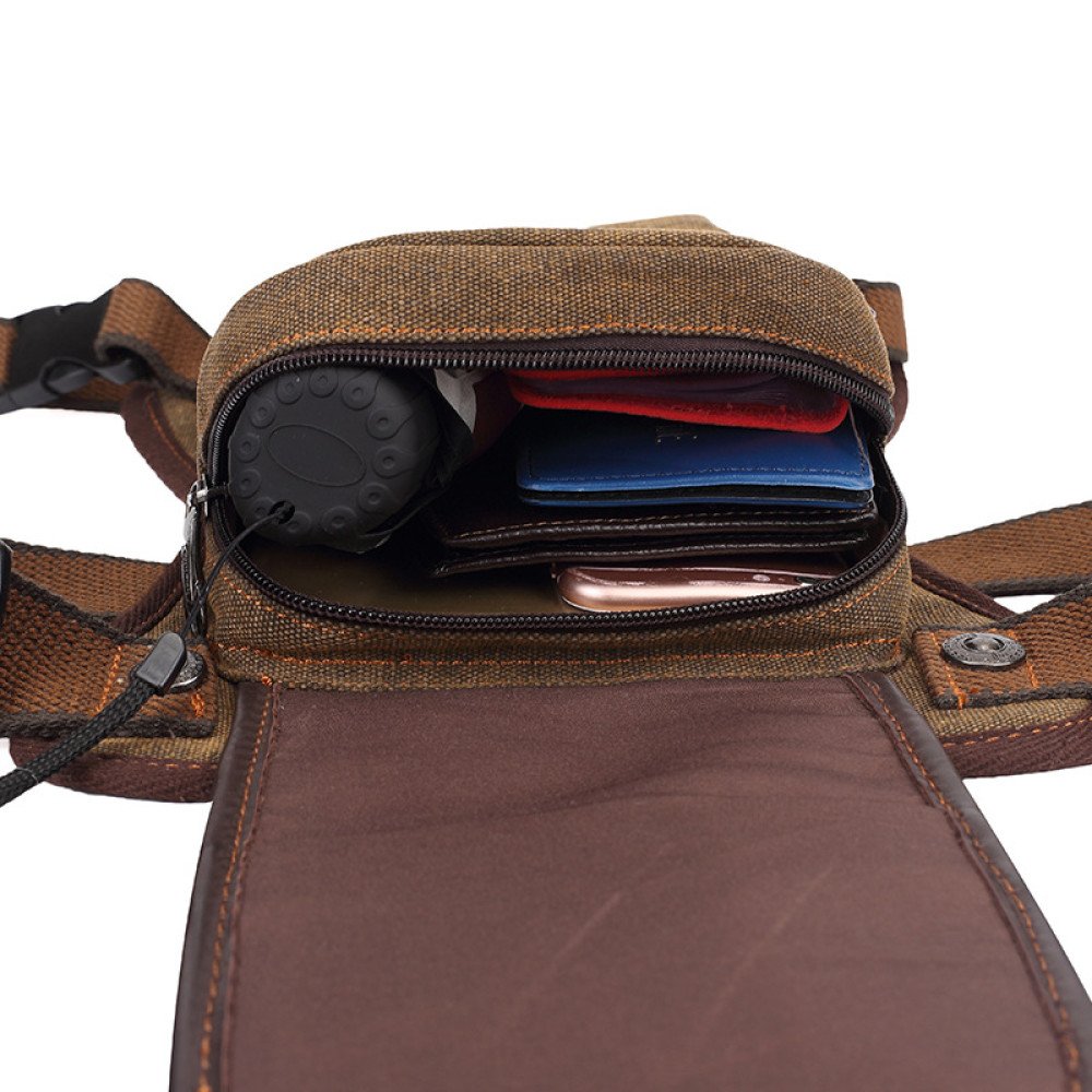 brown canvas body bag