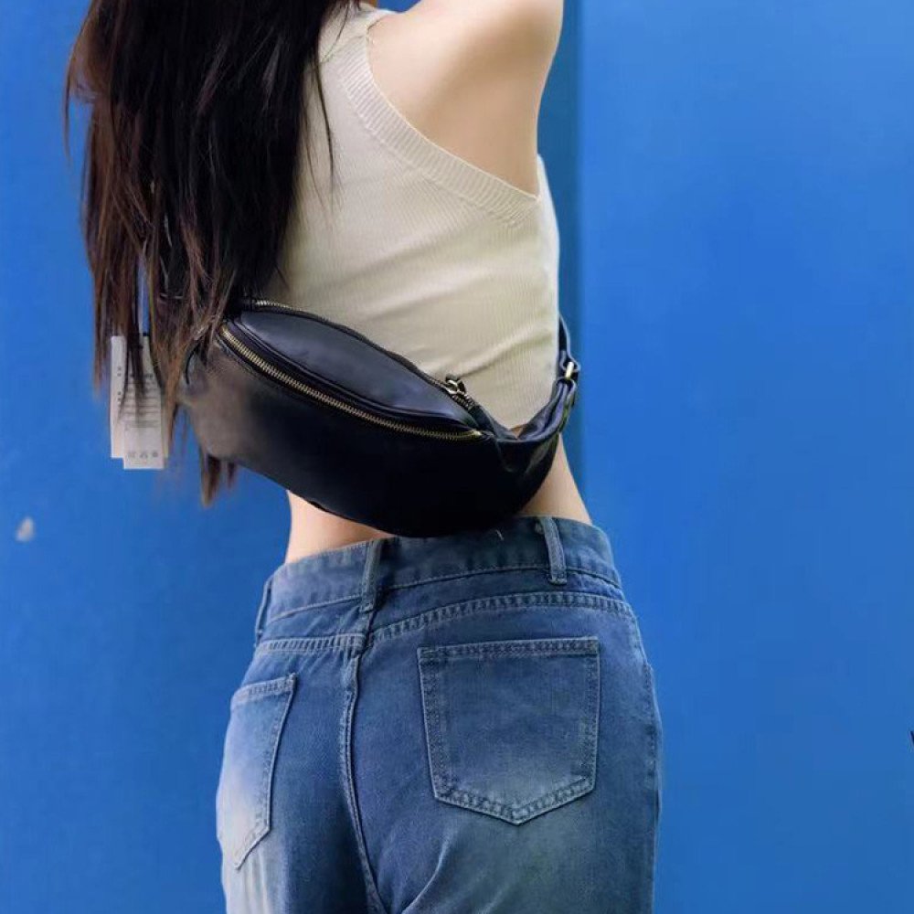 Moon bag leather waist bag for men belt bag womens