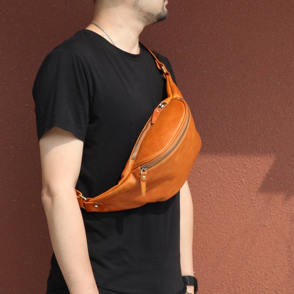 Moon bag leather waist bag for men belt bag womens