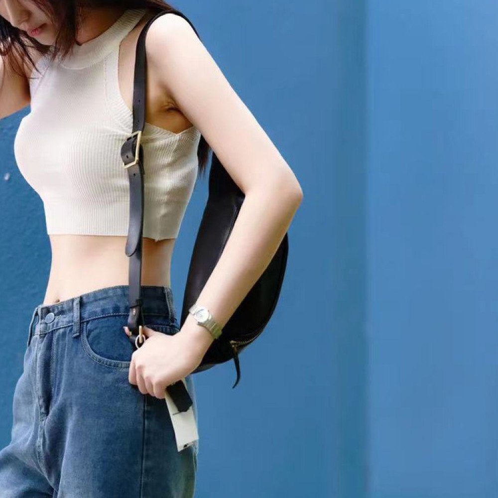 Moon bag leather waist bag for men belt bag womens