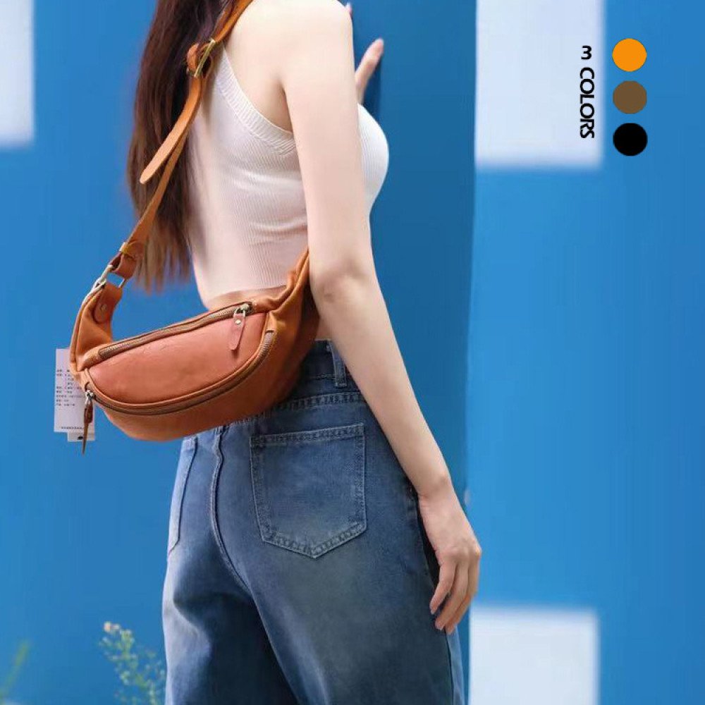 Moon bag leather waist bag for men belt bag womens