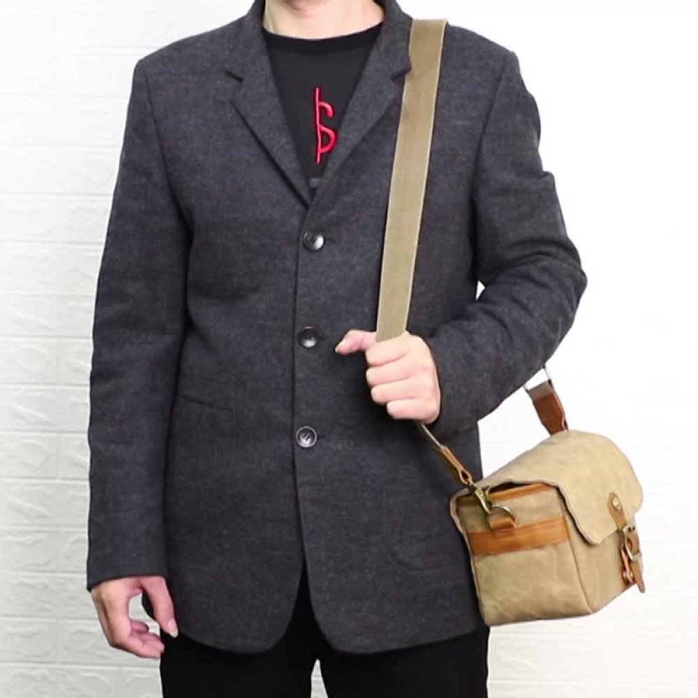 Waxed canvas camera bag mini crossbody purse waterproof