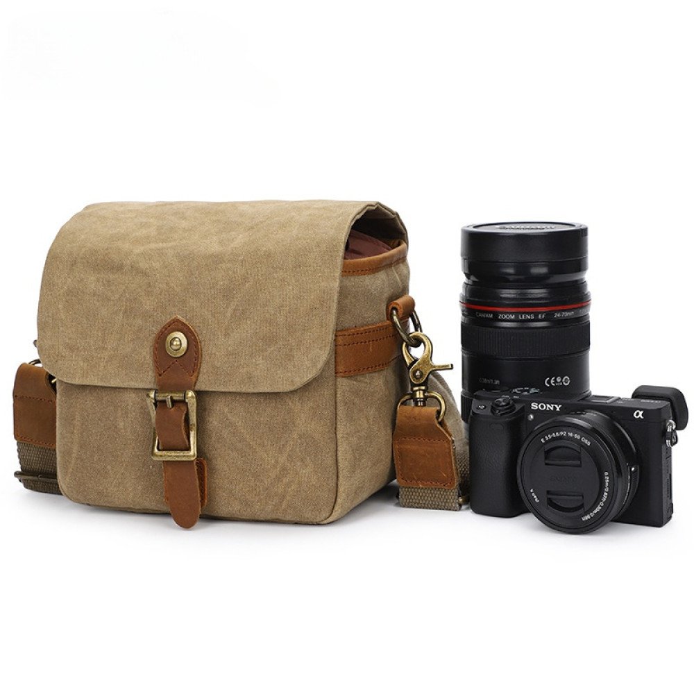 Waxed canvas camera bag mini crossbody purse waterproof