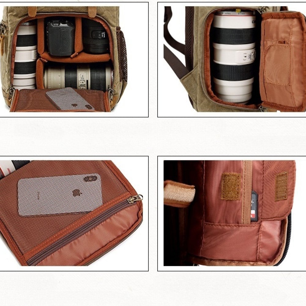 Canvas camera backpack waterproof 15 inch laptop backpack computer bag